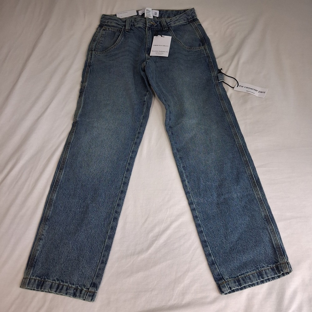 Paper Cloth & Denim Relaxed Tapered Carpenter Jeans 28x30 Medium Wash Utility